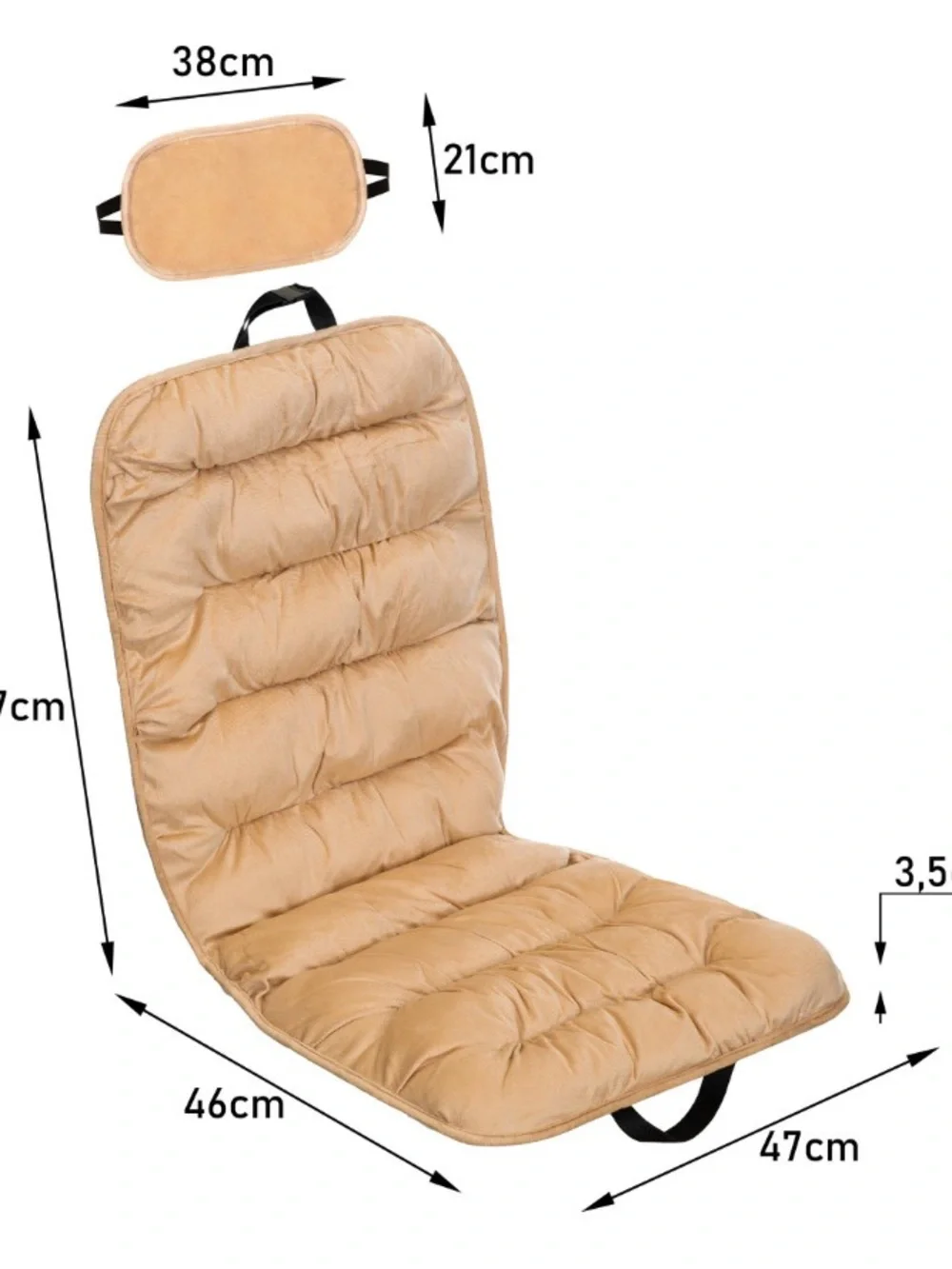 Beige Car Seat Cushion with Headrest - Unbranded Comfort Pad